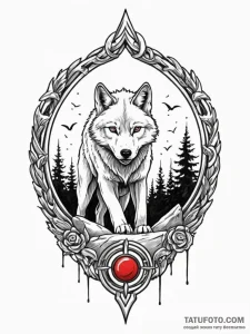 Ashen wolf emerging from shadow gate, tattoo... - эскиз тату (№1752251749_0, 11.07.2025 16:35) — Tatufoto.com
