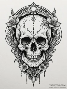 Desert skull half-buried in sand, tattoo sket... - эскиз тату (№1752252339_0, 11.07.2025 16:45) — Tatufoto.com