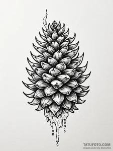 Pine cone crowned with ice, tattoo line art,... - эскиз тату (№1752252507_0, 11.07.2025 16:48) — Tatufoto.com