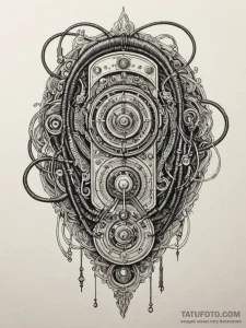 Switchboard from the 1940s, with glowing, oth... - эскиз тату (№1752252675_0, 11.07.2025 16:51) — Tatufoto.com