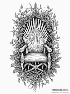 Jungle vines wrapping iron throne, tattoo ske... - эскиз тату (№1752252843_0, 11.07.2025 16:54) — Tatufoto.com