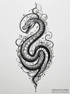 Ivory serpent spiraling upward, concept art f... - эскиз тату (№1752253098_0, 11.07.2025 16:58) — Tatufoto.com