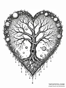 Tree of life, its branches holding planets an... - эскиз тату (№1752253268_0, 11.07.2025 17:01) — Tatufoto.com