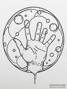 A whimsical bubble in a child's hand, fragile... - эскиз тату (№1752253354_0, 11.07.2025 17:02) — Tatufoto.com