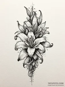 Lilies sprouting from bone ribcage, tattoo li... - эскиз тату (№1752253694_0, 11.07.2025 17:08) — Tatufoto.com