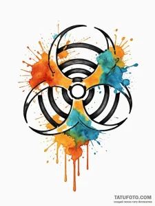 Quarantine zone's biohazard symbol, rusted an... - эскиз тату (№1752253861_0, 11.07.2025 17:11) — Tatufoto.com