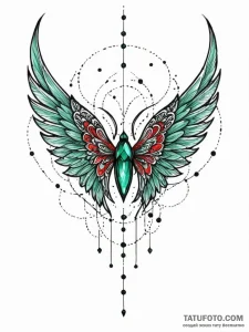 Emerald wings among stars, tattoo sketch desi... - эскиз тату (№1752254527_0, 11.07.2025 17:22) — Tatufoto.com