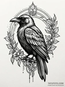 Black raven, tattoo flash sheet design, clean... - эскиз тату (№1752255028_0, 11.07.2025 17:30) — Tatufoto.com