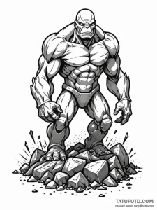 Rock golem breaking through ground, artistic... - эскиз тату (№1752255278_0, 11.07.2025 17:34) — Tatufoto.com