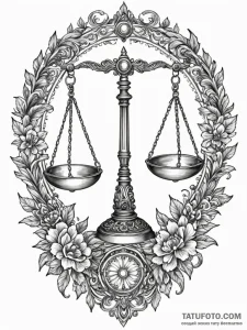 A detailed balance scale, justice,, tattoo fl... - эскиз тату (№1752256033_0, 11.07.2025 17:47) — Tatufoto.com