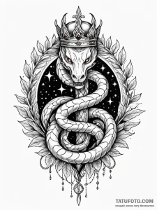 Frozen serpent crowned with starlight, concep... - эскиз тату (№1752256285_0, 11.07.2025 17:51) — Tatufoto.com