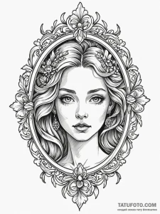 A intricate baroque frame enclosing a single,... - эскиз тату (№1752256536_0, 11.07.2025 17:55) — Tatufoto.com