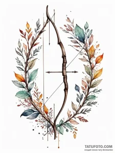 Bow and arrow made of interwoven tree branche... - эскиз тату (№1752256785_0, 11.07.2025 17:59) — Tatufoto.com
