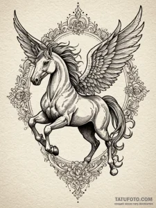 Pegasus, tattoo flash sheet design, dotwork s... - эскиз тату (№1752256869_0, 11.07.2025 18:01) — Tatufoto.com