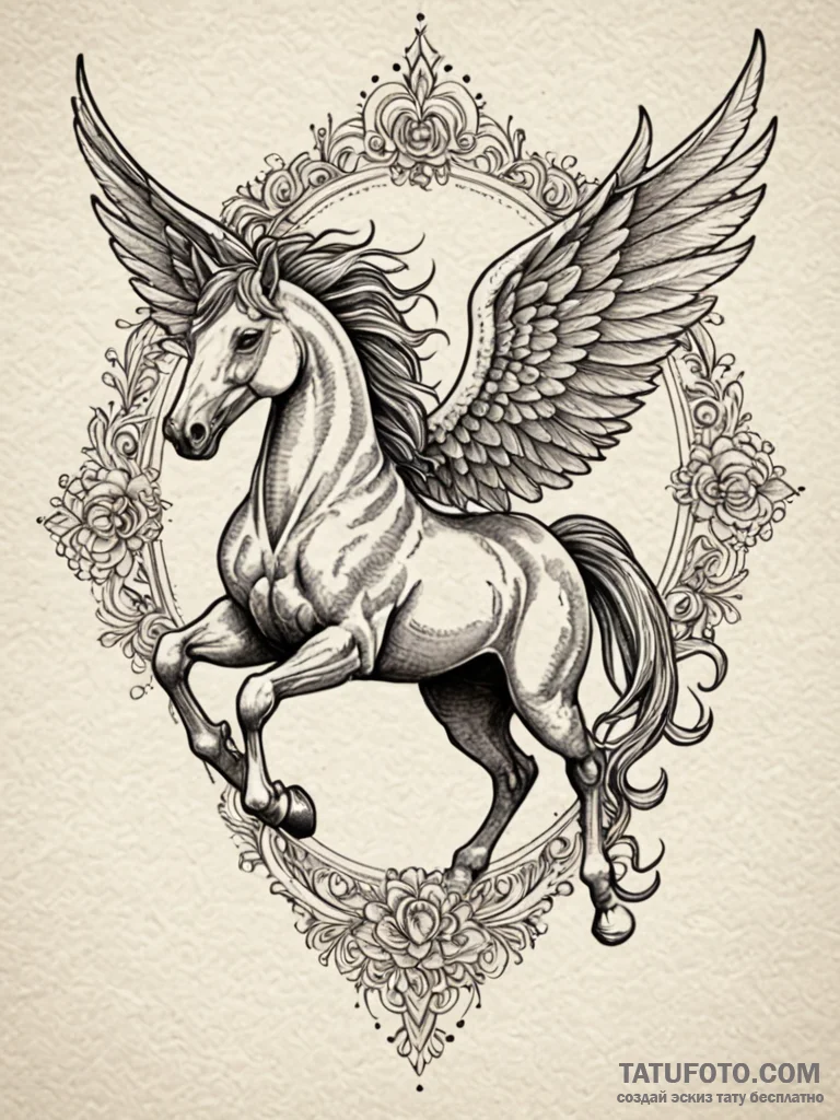 Pegasus, tattoo flash sheet design, dotwork s… — эскиз тату (№1752256869_0, 11.07.2025 18:01) — Tatufoto.com
