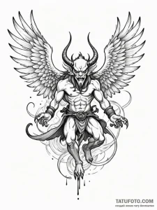 Tengu (japanese demon) with a long nose and w... - эскиз тату (№1752257205_0, 11.07.2025 18:06) — Tatufoto.com