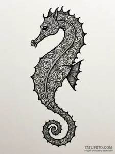 Seahorse made of intricate, swirling filigree... - эскиз тату (№1752257457_0, 11.07.2025 18:10) — Tatufoto.com