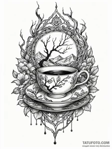Broken teacup (kintsugi style), tattoo sketch... - эскиз тату (№1752257540_0, 11.07.2025 18:12) — Tatufoto.com