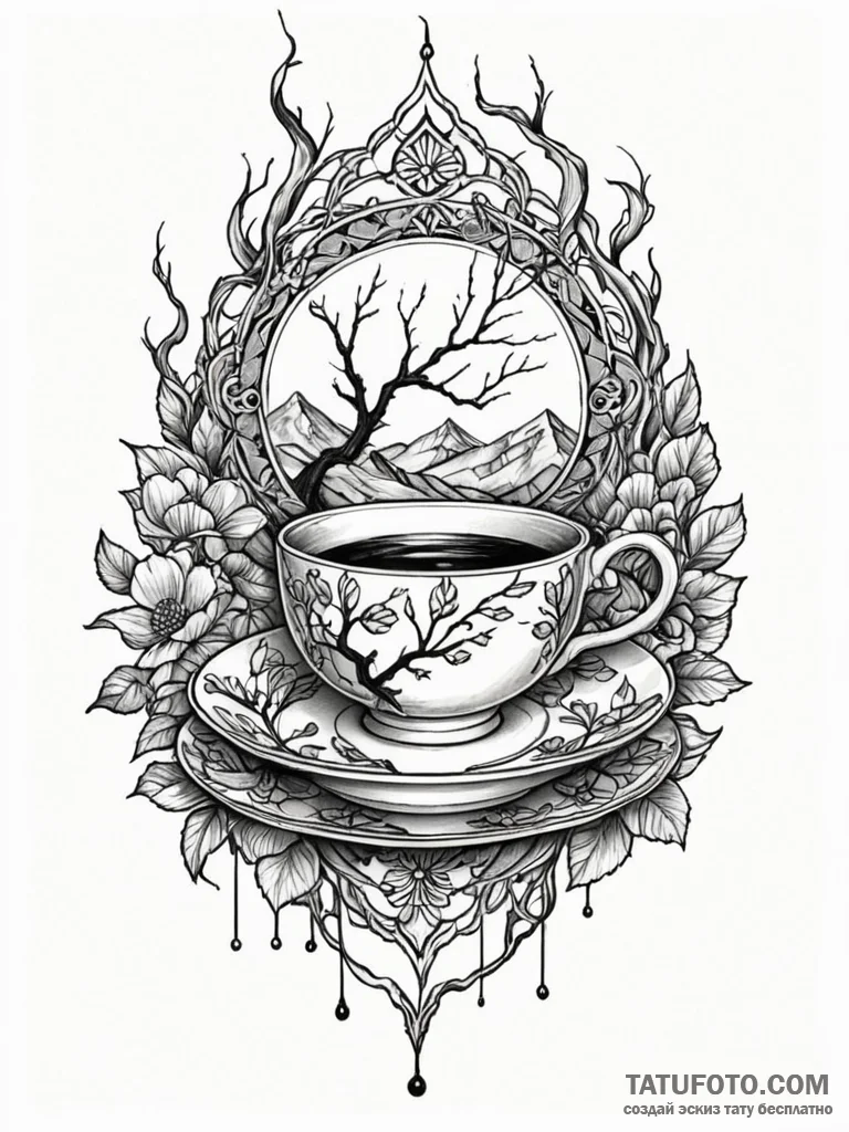 Broken teacup (kintsugi style), tattoo sketch... - эскиз тату (№1752257540_0, 11.07.2025 18:12) — Tatufoto.com