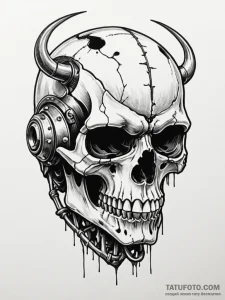 Broken helm revealing bone face, concept art... - эскиз тату (№1752257959_0, 11.07.2025 18:19) — Tatufoto.com
