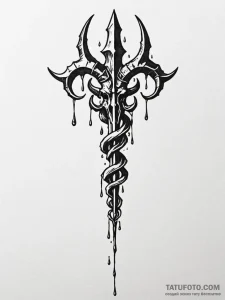 Trident of poseidon dripping with seawater, t... - эскиз тату (№1752258211_0, 11.07.2025 18:23) — Tatufoto.com