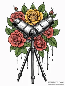 A detailed binoculars on a tripod, observatio... - эскиз тату (№1752258463_0, 11.07.2025 18:27) — Tatufoto.com