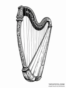 Broken harp missing strings, artistic tattoo... - эскиз тату (№1752258547_0, 11.07.2025 18:29) — Tatufoto.com
