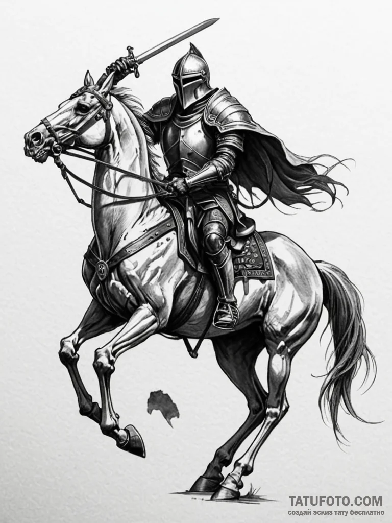 Abyssal knight riding skeletal steed, artisti... - эскиз тату (№1752259135_0, 11.07.2025 18:38) — Tatufoto.com
