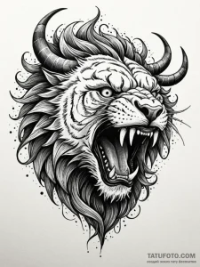 Storm clouds in the shape of a giant, roaring... - эскиз тату (№1752259219_0, 11.07.2025 18:40) — Tatufoto.com