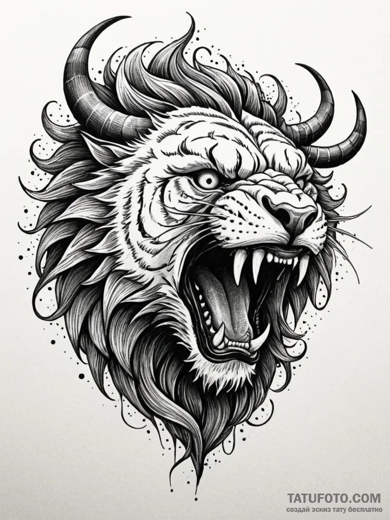 Storm clouds in the shape of a giant, roaring... - эскиз тату (№1752259219_0, 11.07.2025 18:40) — Tatufoto.com