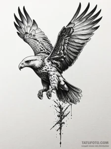 A powerful buzzard circling, predatory,, tatt... - эскиз тату (№1752259470_0, 11.07.2025 18:44) — Tatufoto.com