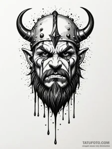 Orcish war paint dripping like blood, ink ill... - эскиз тату (№1752260473_0, 11.07.2025 19:01) — Tatufoto.com