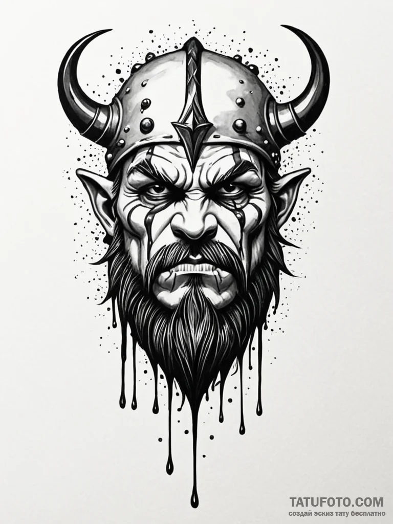 Orcish war paint dripping like blood, ink ill… — эскиз тату (№1752260473_0, 11.07.2025 19:01) — Tatufoto.com