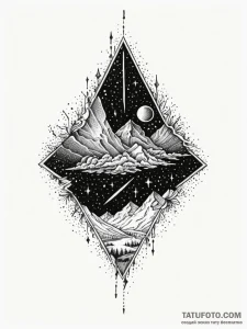 Meteor streaking across a night sky, ink illu... - эскиз тату (№1752260976_0, 11.07.2025 19:09) — Tatufoto.com