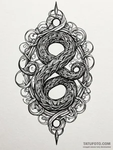 Barbed serpent forming infinity loop, tattoo... - эскиз тату (№1752261311_0, 11.07.2025 19:15) — Tatufoto.com