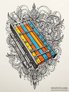 Xylophone with keys made of different colored... - эскиз тату (№1752261730_0, 11.07.2025 19:22) — Tatufoto.com