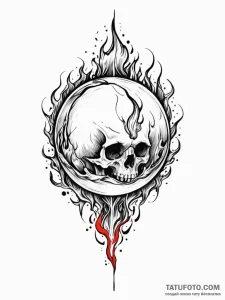 Orb forged from bone and flame, tattoo line a... - эскиз тату (№1752262908_0, 11.07.2025 19:41) — Tatufoto.com