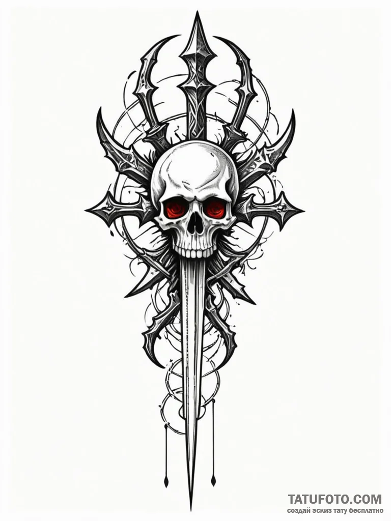 Dagger circled by skeletal hands, tattoo flas… — эскиз тату (№1752263326_0, 11.07.2025 19:48) — Tatufoto.com