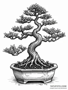 Bonsai tree with neon leaves growing from a d... - эскиз тату (№1752264087_0, 11.07.2025 20:01) — Tatufoto.com