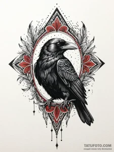 Art deco raven with mirrored feathers, tattoo... - эскиз тату (№1752264173_0, 11.07.2025 20:02) — Tatufoto.com