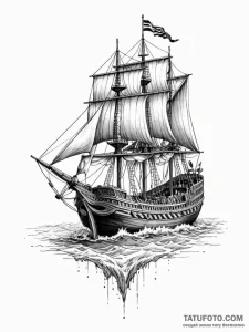 A greek trireme ship, tattoo drawing outline,... - эскиз тату (№1752264257_0, 11.07.2025 20:04) — Tatufoto.com