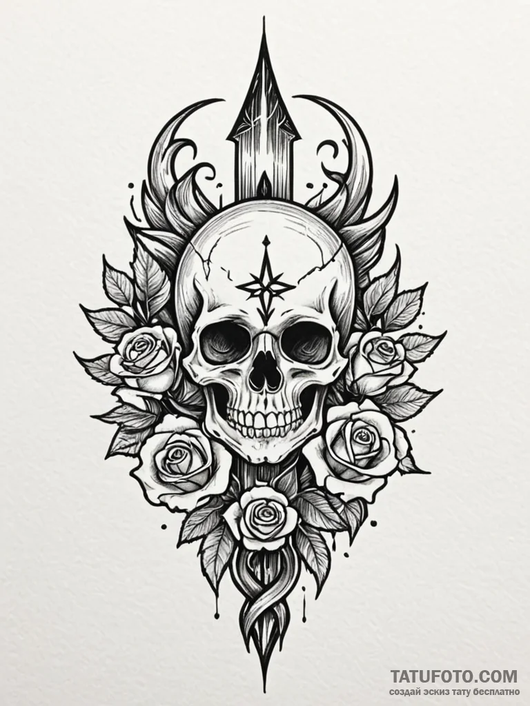 Dagger piercing sigil of flame, tattoo line a… — эскиз тату (№1752264341_0, 11.07.2025 20:05) — Tatufoto.com