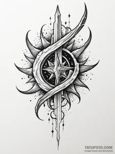 Fallen blade devouring starlight, tattoo sket... - эскиз тату (№1752264508_0, 11.07.2025 20:08) — Tatufoto.com