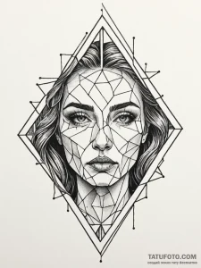 Shattered mirror reflecting a different face,... - эскиз тату (№1752265007_0, 11.07.2025 20:16) — Tatufoto.com
