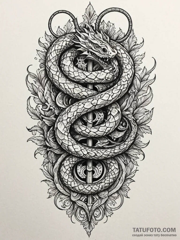 Bone serpent fused with blade, tattoo drawing... - эскиз тату (№1752265090_0, 11.07.2025 20:18) — Tatufoto.com
