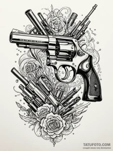 Revolver cylinder, with each chamber holding... - эскиз тату (№1752265174_0, 11.07.2025 20:19) — Tatufoto.com