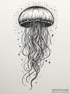 Jellyfish trailing a nebula of stars, tattoo... - эскиз тату (№1752266349_0, 11.07.2025 20:39) — Tatufoto.com