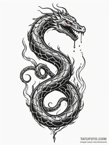 Burning chain forming serpent, tattoo line ar... - эскиз тату (№1752266433_0, 11.07.2025 20:40) — Tatufoto.com
