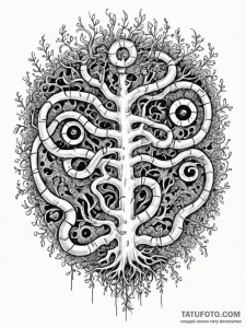 Labyrinth spiral beneath bone roots, tattoo d... - эскиз тату (№1752267186_0, 11.07.2025 20:53) — Tatufoto.com