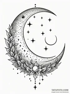 Moon, tattoo line art, black and red ink, red... - эскиз тату (№1752267354_0, 11.07.2025 20:55) — Tatufoto.com